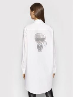 KARL LAGERFELD Γυναίκες Casual Πουκάμισα Πουκάμισο Ikonik Rhinstone 216W1604 Λευκό Oversize Λευκό -KARL LAGERFELD Κατάστημα unnamed file 11
