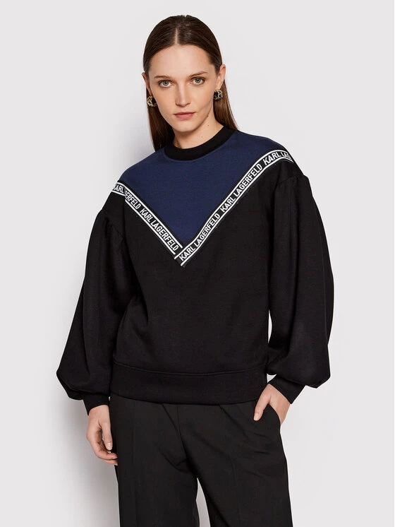 KARL LAGERFELD Γυναίκες Μπλούζες Μπλούζα Dual-Tone Logo 220W1802 Μαύρο Relaxed Fit Μαύρο 1 KARL LAGERFELD Γυναίκες Μπλούζες Μπλούζα Dual-Tone Logo 220W1802 Μαύρο Relaxed Fit Μαύρο