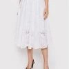 KARL LAGERFELD Γυναίκες Midi Φούστα σε γραμμή Α Broderie Anglaise 221W1203 Λευκό Relaxed Fit Λευκό