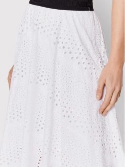 KARL LAGERFELD Γυναίκες Midi Φούστα σε γραμμή Α Broderie Anglaise 221W1203 Λευκό Relaxed Fit Λευκό -KARL LAGERFELD Κατάστημα unnamed file 166