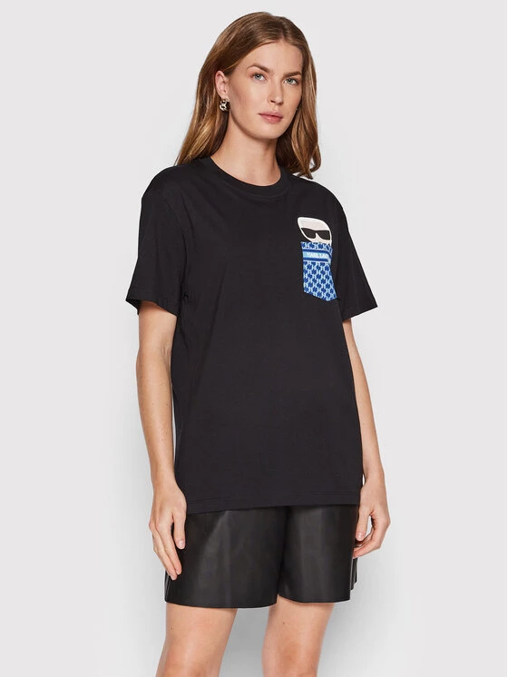 KARL LAGERFELD Γυναίκες T-shirts T-Shirt Ikonik Monogram 221W1783 Μαύρο Relaxed Fit Μαύρο 1 KARL LAGERFELD Γυναίκες T-shirts T-Shirt Ikonik Monogram 221W1783 Μαύρο Relaxed Fit Μαύρο