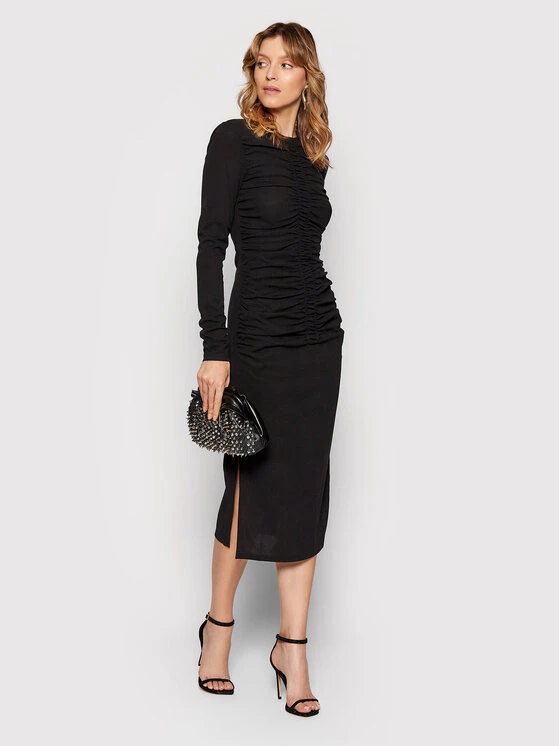 KARL LAGERFELD Γυναίκες Καθημερινά Φορέματα Φόρεμα καθημερινό Ruched 220W1352 Μαύρο Slim Fit Μαύρο 2 KARL LAGERFELD Γυναίκες Καθημερινά Φορέματα Φόρεμα καθημερινό Ruched 220W1352 Μαύρο Slim Fit Μαύρο - Image 2