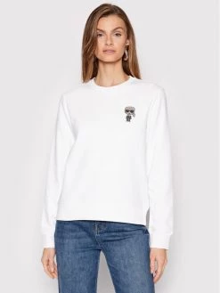 KARL LAGERFELD Γυναίκες Μπλούζες Μπλούζα Ikonik Mini Rhinestone 216W1831 Λευκό Relaxed Fit Λευκό