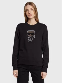 KARL LAGERFELD Γυναίκες Μπλούζες Μπλούζα Ikonik Rhinestones 210W1822 Μαύρο Regular Fit Μαύρο