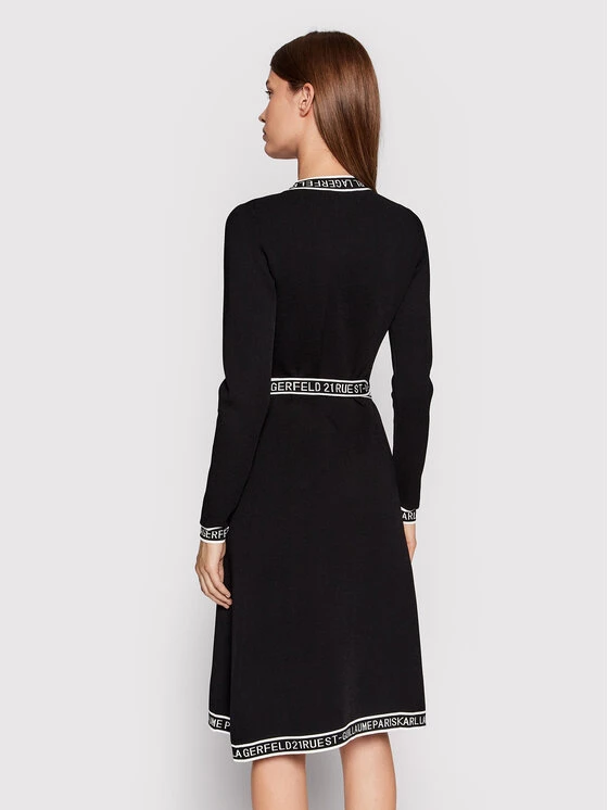 KARL LAGERFELD Γυναίκες Πλεκτά Φορέματα Φόρεμα υφασμάτινο Wrap 215W1330 Μαύρο Regular Fit Μαύρο 3 KARL LAGERFELD Γυναίκες Πλεκτά Φορέματα Φόρεμα υφασμάτινο Wrap 215W1330 Μαύρο Regular Fit Μαύρο - Image 3