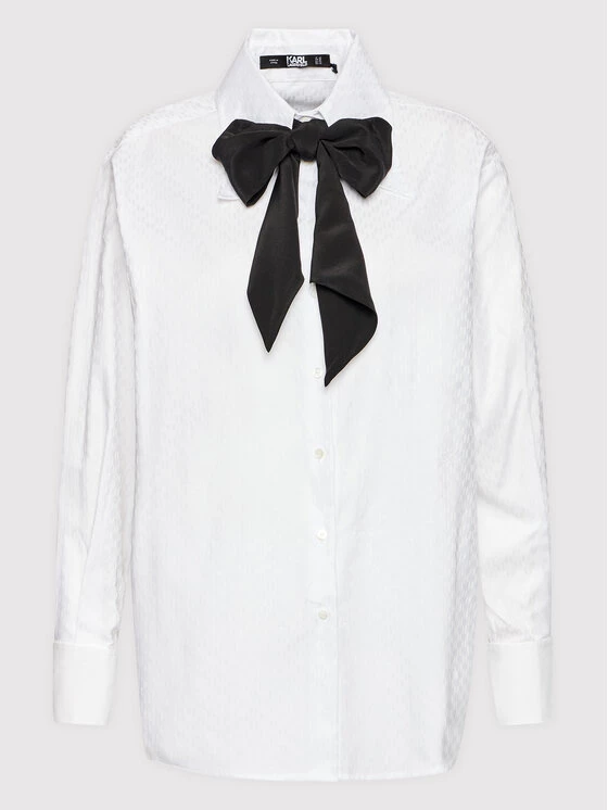 KARL LAGERFELD Γυναίκες Casual Πουκάμισα Πουκάμισο Kl Monogram 216W1600 Λευκό Regular Fit Λευκό 5 KARL LAGERFELD Γυναίκες Casual Πουκάμισα Πουκάμισο Kl Monogram 216W1600 Λευκό Regular Fit Λευκό - Image 5