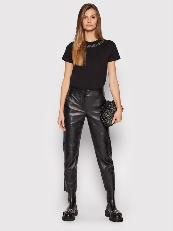KARL LAGERFELD Γυναίκες Δερμάτινα Παντελόνια Παντελόνι δερμάτινο 216W1901 Μαύρο Slim Fit Μαύρο 2 KARL LAGERFELD Γυναίκες Δερμάτινα Παντελόνια Παντελόνι δερμάτινο 216W1901 Μαύρο Slim Fit Μαύρο - Image 2