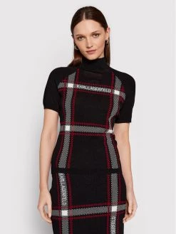 KARL LAGERFELD Γυναίκες Ζιβάγκο Check Knitted 220W2002 Μαύρο Regular Fit Μαύρο