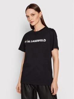 KARL LAGERFELD Γυναίκες T-shirts T-Shirt Ikonik Animal 220W1780 Μαύρο Regular Fit Μαύρο
