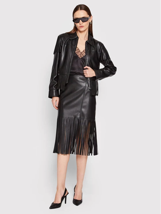 KARL LAGERFELD Γυναίκες Δερμάτινα Μπουφάν Μπουφάν από απομίμηση δέρματος Fringe 220W1405 Μαύρο Regular Fit Μαύρο 2 KARL LAGERFELD Γυναίκες Δερμάτινα Μπουφάν Μπουφάν από απομίμηση δέρματος Fringe 220W1405 Μαύρο Regular Fit Μαύρο - Image 2