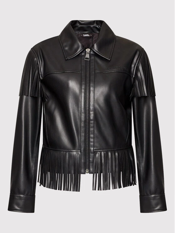 KARL LAGERFELD Γυναίκες Δερμάτινα Μπουφάν Μπουφάν από απομίμηση δέρματος Fringe 220W1405 Μαύρο Regular Fit Μαύρο 6 KARL LAGERFELD Γυναίκες Δερμάτινα Μπουφάν Μπουφάν από απομίμηση δέρματος Fringe 220W1405 Μαύρο Regular Fit Μαύρο - Image 6