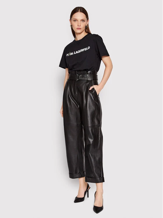 KARL LAGERFELD Γυναίκες Δερμάτινα Παντελόνια Παντελόνι δερμάτινο High Waist 220W1900 Μαύρο Relaxed Fit Μαύρο 2 KARL LAGERFELD Γυναίκες Δερμάτινα Παντελόνια Παντελόνι δερμάτινο High Waist 220W1900 Μαύρο Relaxed Fit Μαύρο - Image 2