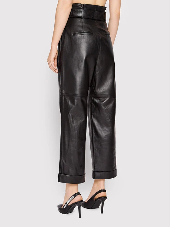 KARL LAGERFELD Γυναίκες Δερμάτινα Παντελόνια Παντελόνι δερμάτινο High Waist 220W1900 Μαύρο Relaxed Fit Μαύρο 3 KARL LAGERFELD Γυναίκες Δερμάτινα Παντελόνια Παντελόνι δερμάτινο High Waist 220W1900 Μαύρο Relaxed Fit Μαύρο - Image 3