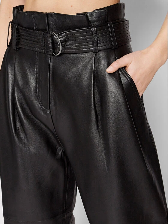 KARL LAGERFELD Γυναίκες Δερμάτινα Παντελόνια Παντελόνι δερμάτινο High Waist 220W1900 Μαύρο Relaxed Fit Μαύρο 4 KARL LAGERFELD Γυναίκες Δερμάτινα Παντελόνια Παντελόνι δερμάτινο High Waist 220W1900 Μαύρο Relaxed Fit Μαύρο - Image 4