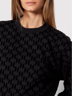 KARL LAGERFELD Γυναίκες Μπλούζες Μπλούζα All-Over Flocked 216W1883 Μαύρο Regular Fit Μαύρο -KARL LAGERFELD Κατάστημα unnamed file 286