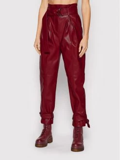 KARL LAGERFELD Γυναίκες Δερμάτινα Παντελόνια Παντελόνι από απομίμηση δέρματος Faux 216W1004 Μπορντό Regular Fit Μπορντό