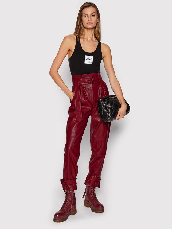 KARL LAGERFELD Γυναίκες Δερμάτινα Παντελόνια Παντελόνι από απομίμηση δέρματος Faux 216W1004 Μπορντό Regular Fit Μπορντό 2 KARL LAGERFELD Γυναίκες Δερμάτινα Παντελόνια Παντελόνι από απομίμηση δέρματος Faux 216W1004 Μπορντό Regular Fit Μπορντό - Image 2
