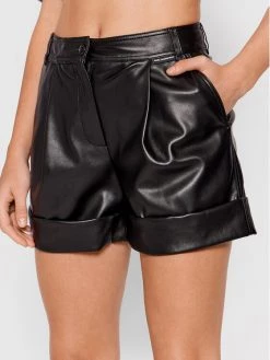KARL LAGERFELD Γυναίκες Δερμάτινα Σορτς Σορτς από απομίμηση δέρματος 215W1001 Μαύρο Regular Fit Μαύρο
