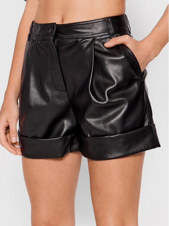 KARL LAGERFELD Γυναίκες Δερμάτινα Σορτς Σορτς από απομίμηση δέρματος 215W1001 Μαύρο Regular Fit Μαύρο 1 KARL LAGERFELD Γυναίκες Δερμάτινα Σορτς Σορτς από απομίμηση δέρματος 215W1001 Μαύρο Regular Fit Μαύρο