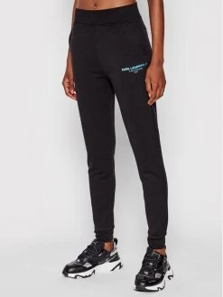 KARL LAGERFELD Γυναίκες Παντελόνια Φόρμας Παντελόνι φόρμας Graphic Logo 215W1051 Μαύρο Slim Fit Μαύρο