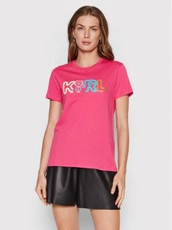 KARL LAGERFELD Γυναίκες T-shirts T-Shirt Jelly Mini Logo 221W1703 Ροζ Regular Fit Ροζ