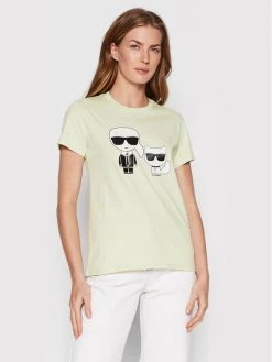 KARL LAGERFELD Γυναίκες T-shirts T-Shirt Ikonik Choupette 210W1724 Πράσινο Regular Fit Πράσινο