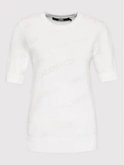 KARL LAGERFELD Γυναίκες Πουλόβερ Pointelle 215W2000 Λευκό Regular Fit Λευκό -KARL LAGERFELD Κατάστημα unnamed file 3226