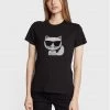 KARL LAGERFELD Γυναίκες T-shirts T-Shirt Ikonik Choupette 216W1732 Μαύρο Regular Fit Μαύρο