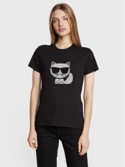 KARL LAGERFELD Γυναίκες T-shirts T-Shirt Ikonik Choupette 216W1732 Μαύρο Regular Fit Μαύρο