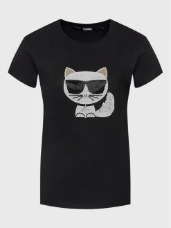 KARL LAGERFELD Γυναίκες T-shirts T-Shirt Ikonik Choupette 216W1732 Μαύρο Regular Fit Μαύρο -KARL LAGERFELD Κατάστημα unnamed file 3231