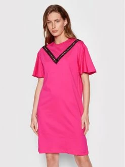 KARL LAGERFELD Γυναίκες Καθημερινά Φορέματα Φόρεμα καθημερινό Lace Insert 221W1350 Ροζ Relaxed Fit Ροζ