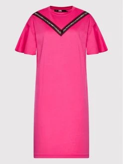 KARL LAGERFELD Γυναίκες Καθημερινά Φορέματα Φόρεμα καθημερινό Lace Insert 221W1350 Ροζ Relaxed Fit Ροζ -KARL LAGERFELD Κατάστημα unnamed file 3251