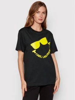 KARL LAGERFELD Γυναίκες T-shirts T-Shirt SMILEY WORLD 221W1752 Μαύρο Relaxed Fit Μαύρο