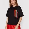 KARL LAGERFELD Γυναίκες T-shirts T-Shirt Fringe Logo 221W1707 Μαύρο Relaxed Fit Μαύρο