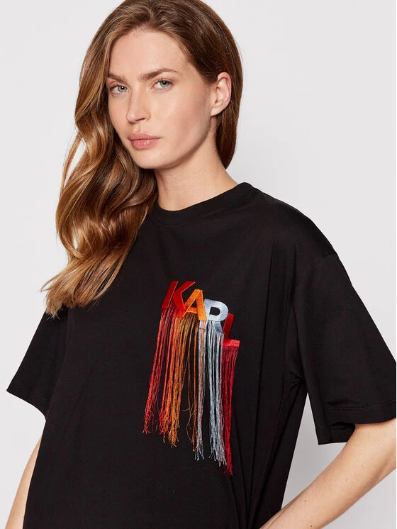 KARL LAGERFELD Γυναίκες T-shirts T-Shirt Fringe Logo 221W1707 Μαύρο Relaxed Fit Μαύρο 4 KARL LAGERFELD Γυναίκες T-shirts T-Shirt Fringe Logo 221W1707 Μαύρο Relaxed Fit Μαύρο - Image 4