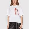 KARL LAGERFELD Γυναίκες T-shirts T-Shirt Fringe Logo 221W1707 Λευκό Relaxed Fit Λευκό