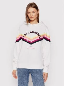 KARL LAGERFELD Γυναίκες Μπλούζες Μπλούζα Stripe Tape 215W1807 Λευκό Regular Fit Λευκό