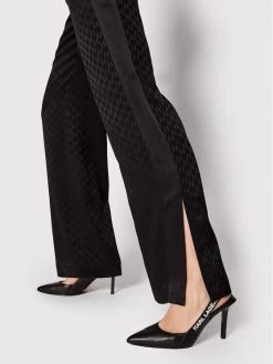 KARL LAGERFELD Γυναίκες Υφασμάτινα Παντελόνια Παντελόνι υφασμάτινο Monogram 221W1006 Μαύρο Bootcut Fit Μαύρο -KARL LAGERFELD Κατάστημα unnamed file 3295