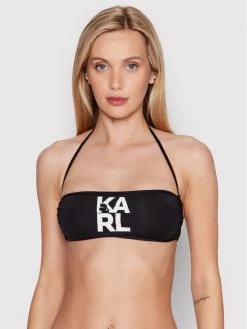 KARL LAGERFELD Γυναίκες Μπικίνι πάνω μέρος Printed Logo KL22WTP02 Μαύρο Μαύρο