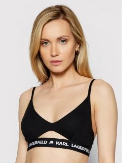 KARL LAGERFELD Γυναίκες Χωρίς Μπανέλα Σουτιέν Bralette Peephole Logo 211W2101 Μαύρο Μαύρο