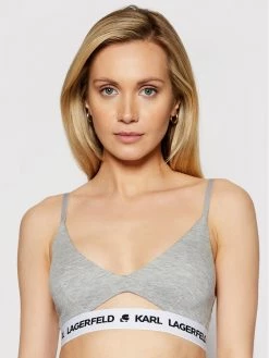 KARL LAGERFELD Γυναίκες Χωρίς Μπανέλα Σουτιέν Bralette Peephole Logo 211W2101 Γκρι Γκρι