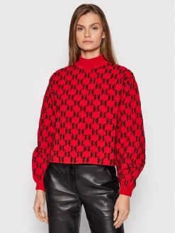 KARL LAGERFELD Γυναίκες Πουλόβερ 3D Monogram 216W2000 Κόκκινο Regular Fit Κόκκινο