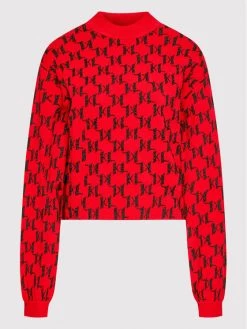 KARL LAGERFELD Γυναίκες Πουλόβερ 3D Monogram 216W2000 Κόκκινο Regular Fit Κόκκινο -KARL LAGERFELD Κατάστημα unnamed file 3914