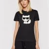 KARL LAGERFELD Γυναίκες T-shirts T-Shirt Ikonik Choupette 210W1723 Μαύρο Regular Fit Μαύρο