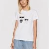 KARL LAGERFELD Γυναίκες T-shirts T-Shirt Ikonik & Choupette 210W1724 Λευκό Regular Fit Λευκό