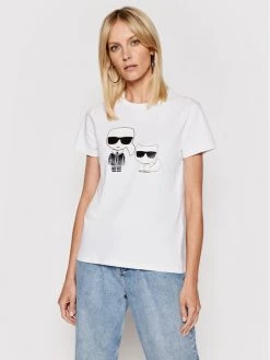 KARL LAGERFELD Γυναίκες T-shirts T-Shirt Ikonik & Choupette 210W1724 Λευκό Regular Fit Λευκό