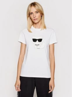 KARL LAGERFELD Γυναίκες T-shirts T-Shirt Ikonik Choupette 210W1723 Λευκό Regular Fit Λευκό