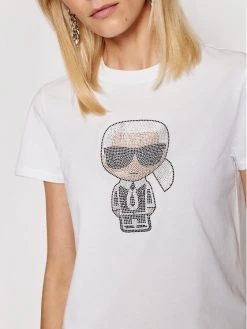 KARL LAGERFELD Γυναίκες T-shirts T-Shirt Ikonik Rhinestone Karl 210W1726 Λευκό Regular Fit Λευκό -KARL LAGERFELD Κατάστημα unnamed file 4039