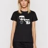 KARL LAGERFELD Γυναίκες T-shirts T-Shirt Ikonik & Choupette 210W1724 Μαύρο Regular Fit Μαύρο
