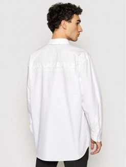 KARL LAGERFELD Άνδρες Casual Πουκάμισα Πουκάμισο Unisex Poplin 211U1600 Λευκό Regular Fit Λευκό -KARL LAGERFELD Κατάστημα unnamed file 4163